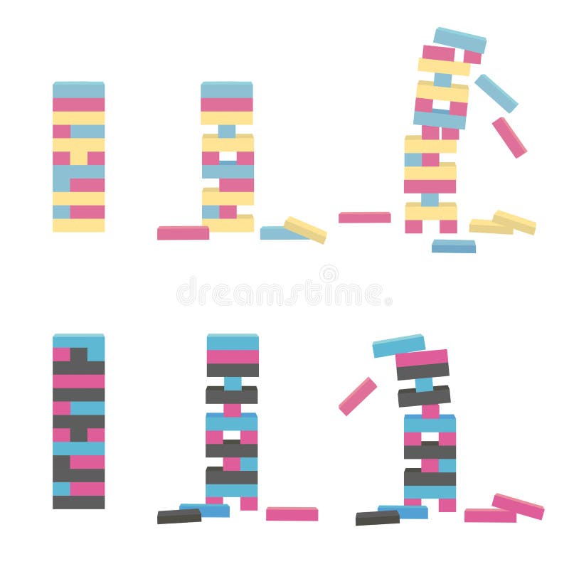 Brick Pillar Blocks in stack Jenga game for home adult and kids leisure  Board games Wooden block icon outline set white color vector illustration  flat style image Stock Vector