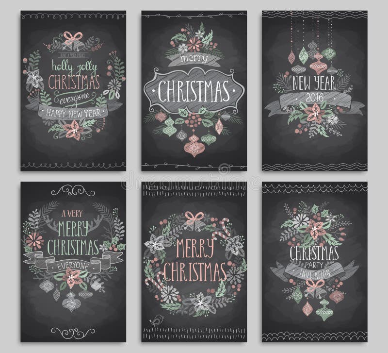 Set kartki bożonarodzeniowa - Chalkboard royalty ilustracja Set kartki bożonarodzeniowa - Chalkboard royalty ilustracja