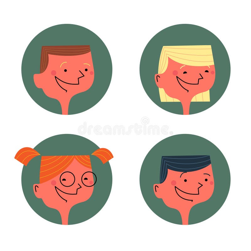 Set of kids avatars. vector illustration