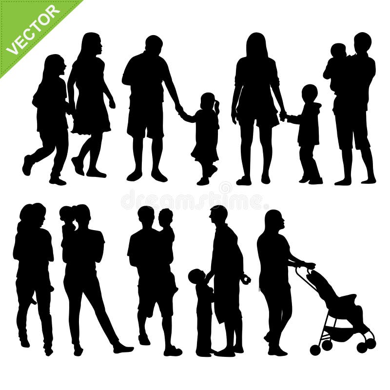 family of 5 silhouette clip art