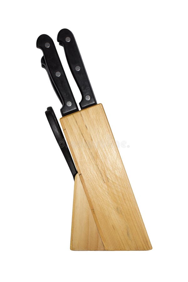 Set of Kitchen Knives Isolated on White Background. Stock Photo Image