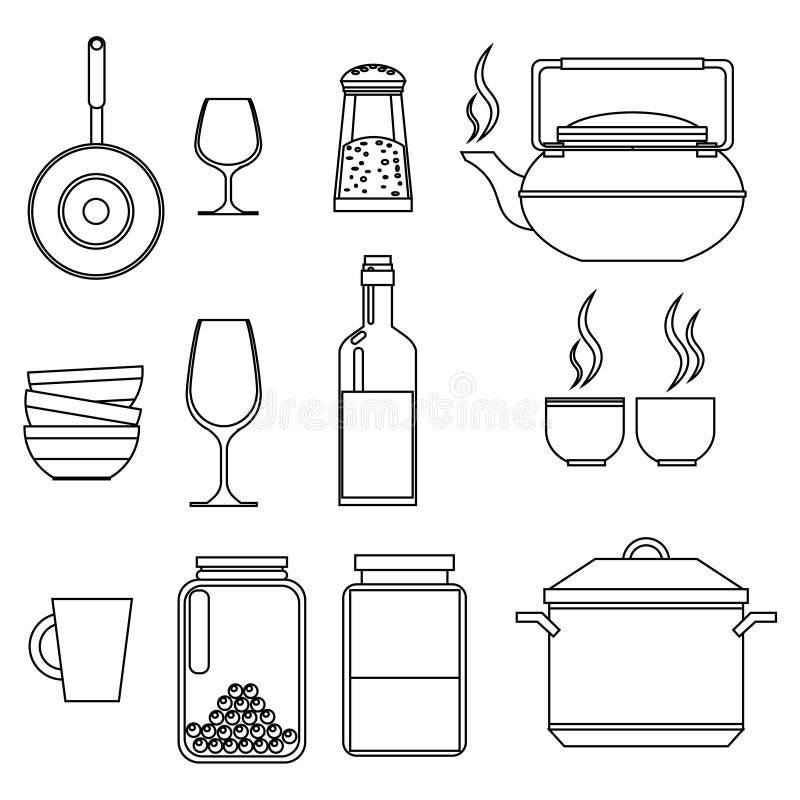 A Set of Kitchen Utensils. Vector Illustration on the Theme of Cooking