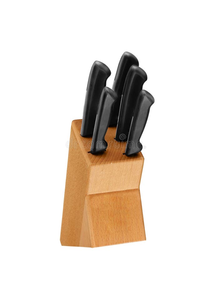 Set of knives for kitchen isolated on white royalty free stock photos