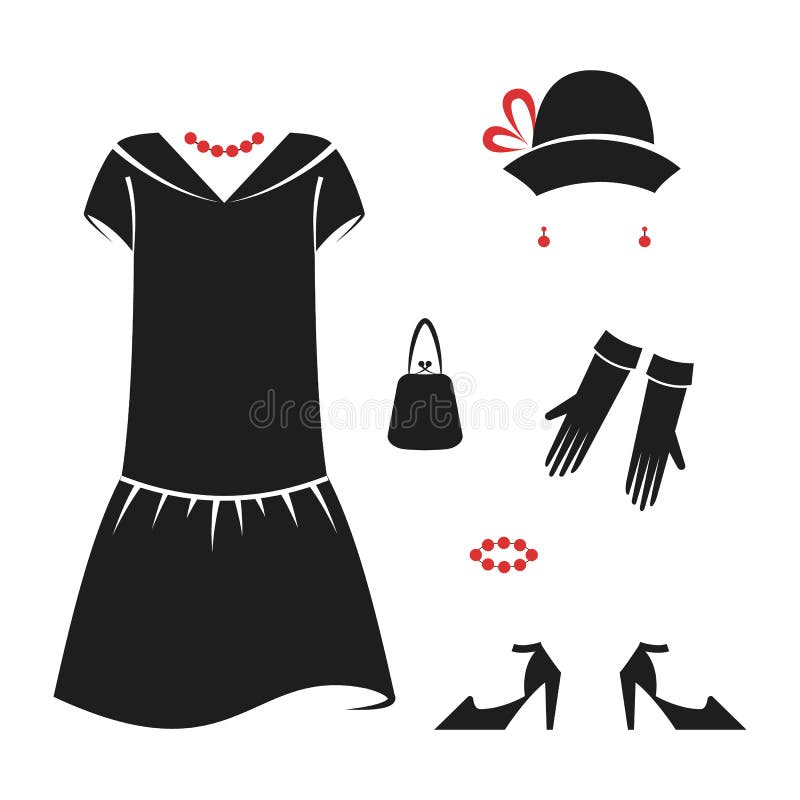 Set kobiety ` s przypadkowi ubrania 1920s ilustracja wektor Set kobiety ` s przypadkowi ubrania 1920s ilustracja wektor