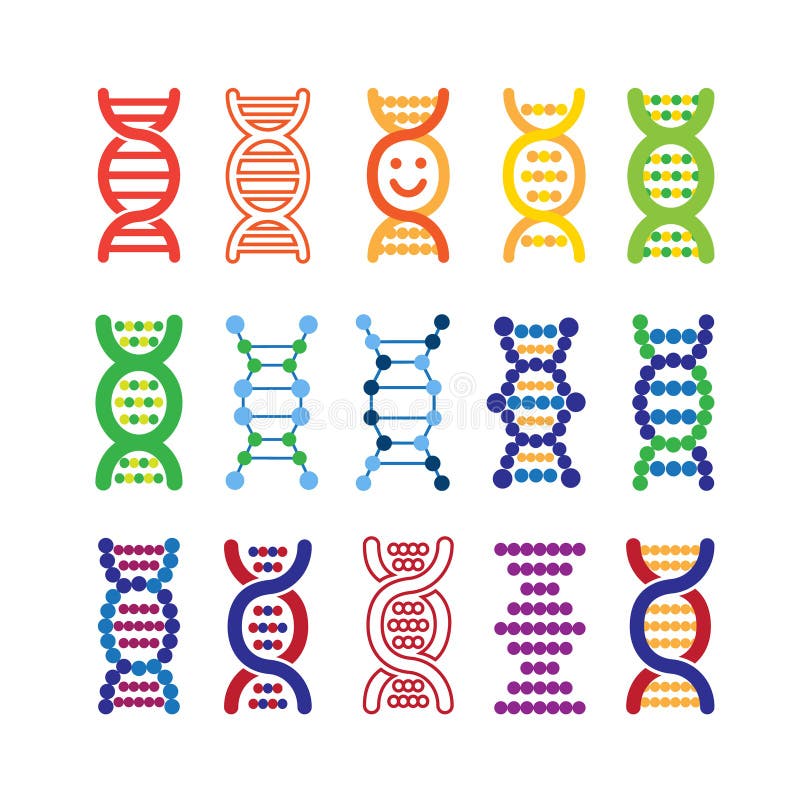 Set kolorowe DNA ikony ilustracja wektor Set kolorowe DNA ikony ilustracja wektor