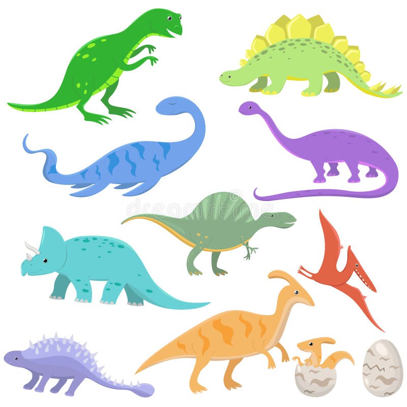 Set kolorów dinosaury w kreskówka stylu Wektorowa ilustracja odizolowywaj?ca na bia?y tle ilustracja wektor Set kolorów dinosaury w kreskówka stylu Wektorowa ilustracja odizolowywaj?ca na bia?y tle ilustracja wektor