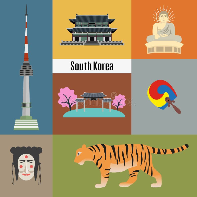 Set of Korean National Symbols. Stock Vector - Illustration of mask,  island: 113651523