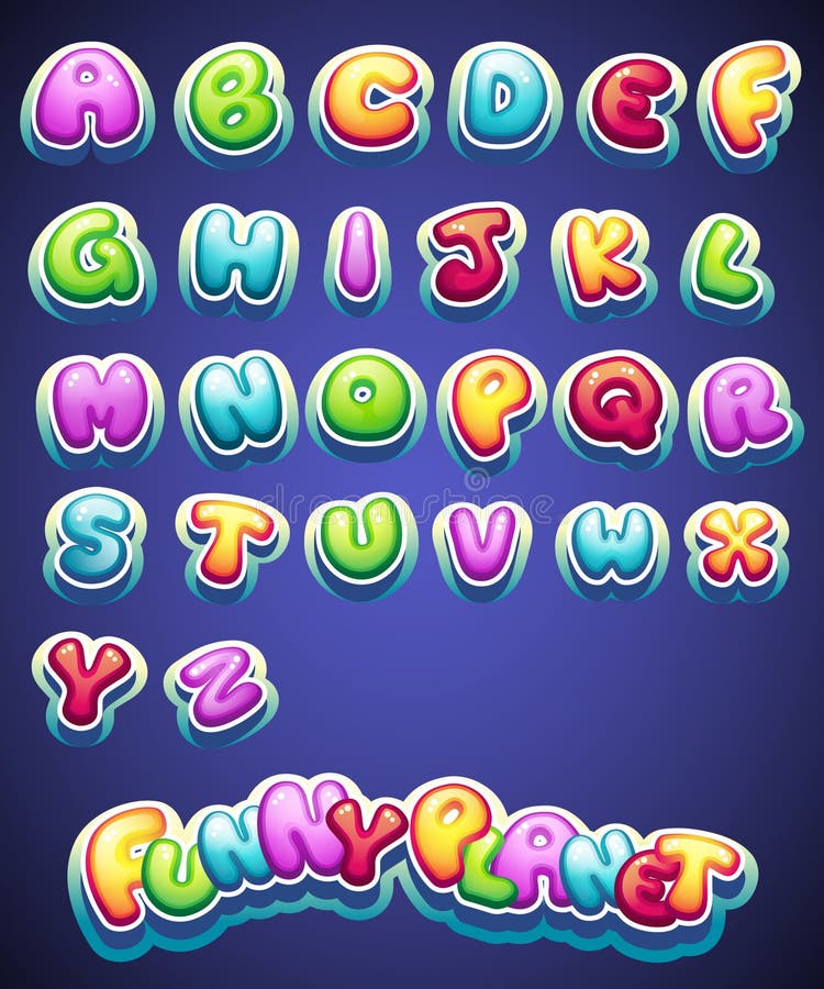 Set of cartoon colored letters for decoration of different names for games. books and web design. Set of cartoon colored letters for decoration of different names for games. books and web design.