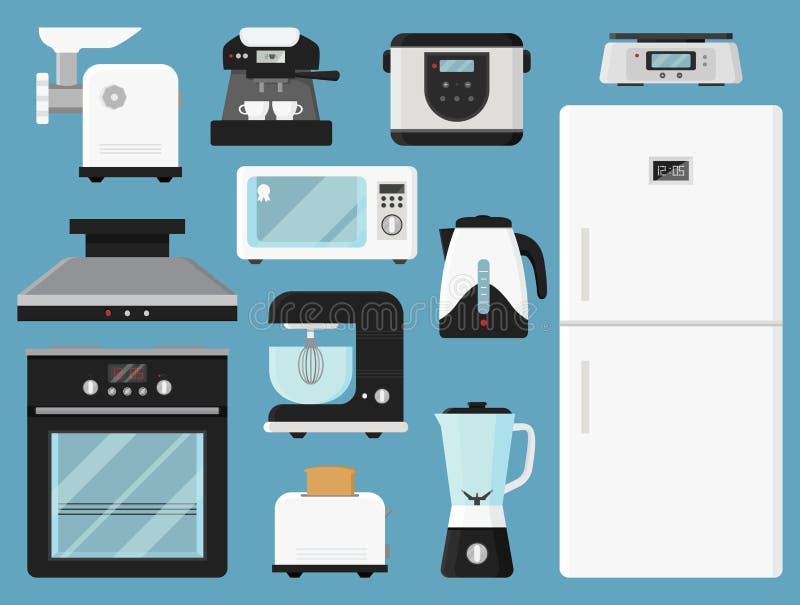 Set Kuchenni urządzenia Różnorodny gospodarstwa domowego wyposażenie Urządzenia elektroniczne Nowożytny technologia temat Odosobn ilustracji Set Kuchenni urządzenia Różnorodny gospodarstwa domowego wyposażenie Urządzenia elektroniczne Nowożytny technologia temat Odosobn ilustracji