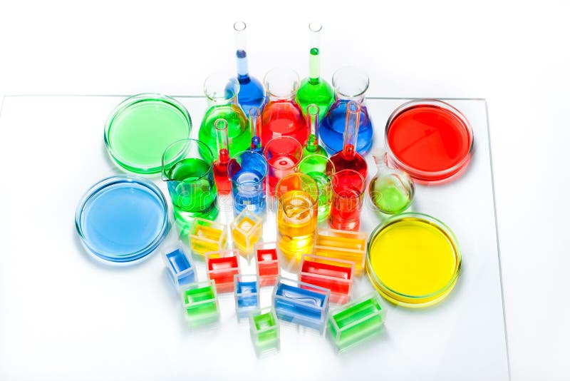 Set Of Laboratory Glassware Of Different Capacity And Shapes Stock