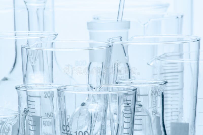Set of Laboratory Glassware of Different Capacity and Shapes Stock