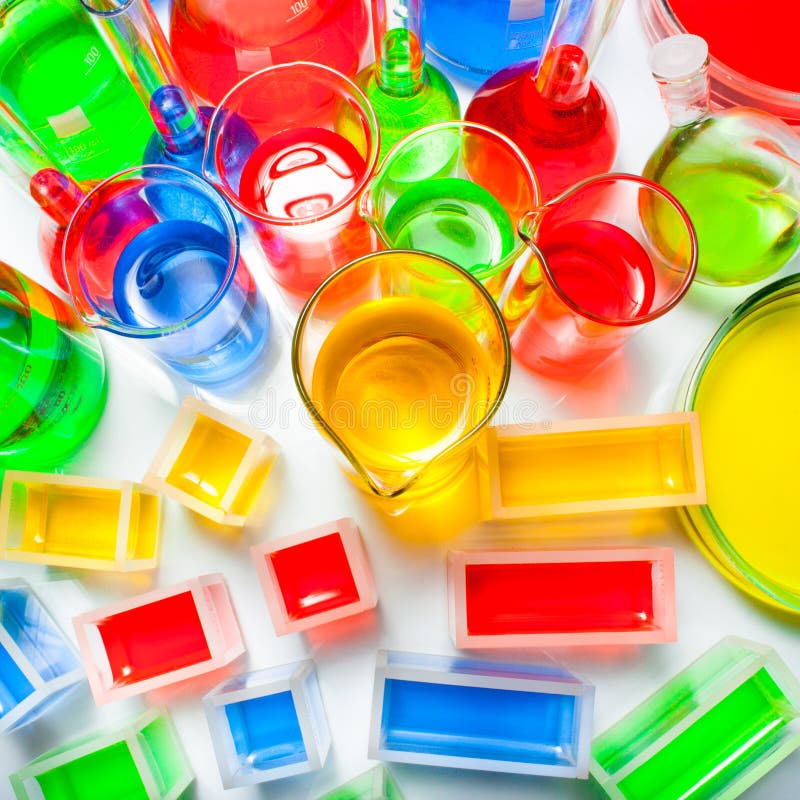 Set of Laboratory Glassware of Different Capacity and Shapes Stock