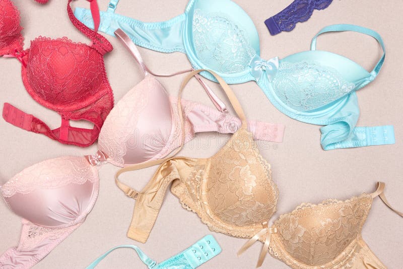 Close-up of Lace Push-up Bras - Various Colored Brassieres Stock Image -  Image of color, push: 119577387