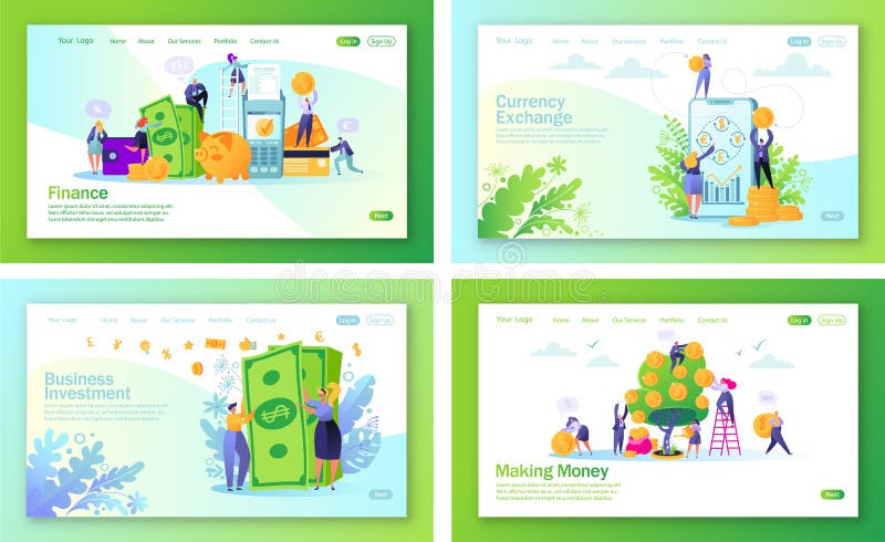 Set of concept of landing pages on finance theme. vector illustration Set of concept of landing pages on finance theme. vector illustration