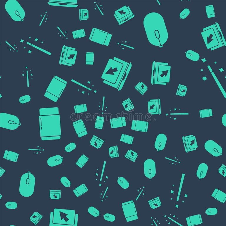 Set Laptop and Cursor, Computer Mouse, Eraser or Rubber and Magic Wand ...