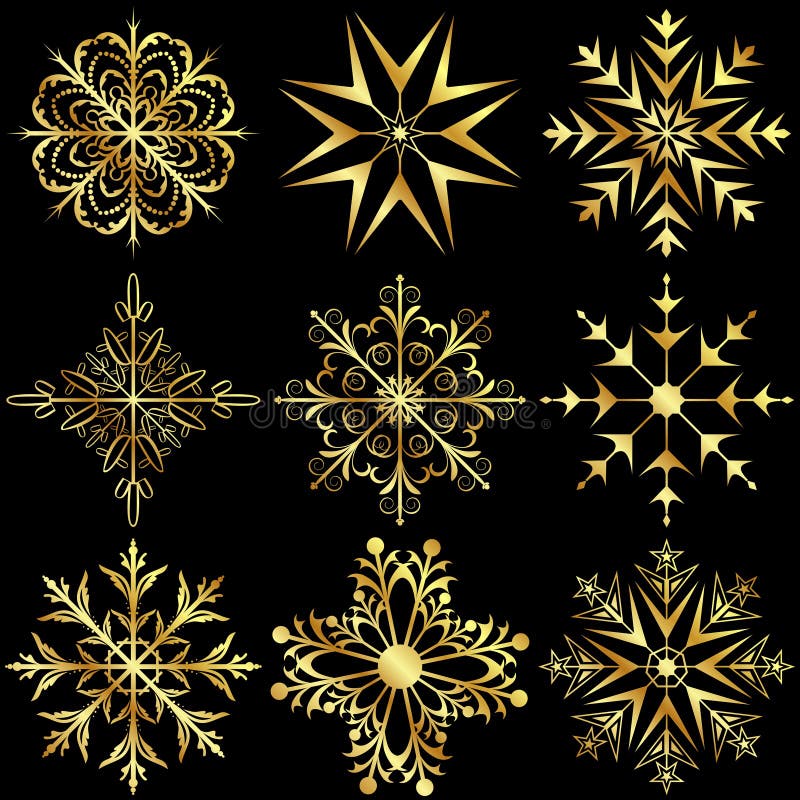 Set large gold snowflakes