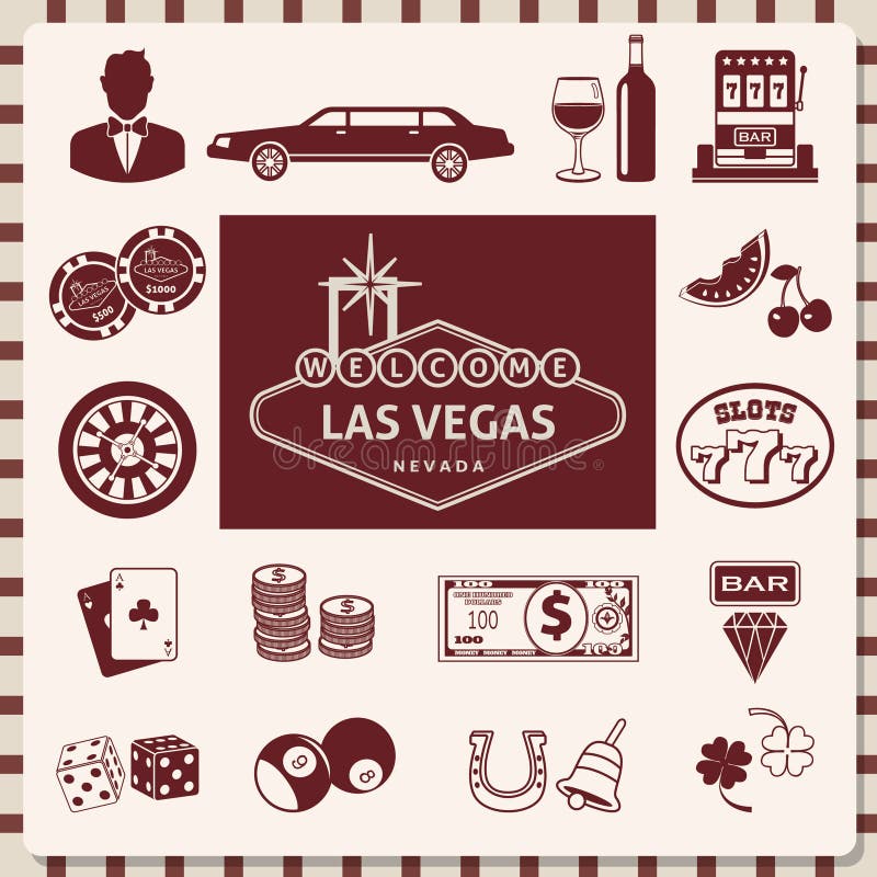 Set of Las Vegas Icons. Vector Illustration Decorative Design Stock Vector Illustration of