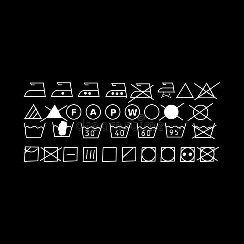 Set of Laundry Symbols Vector Illustrations Stock Vector Illustration