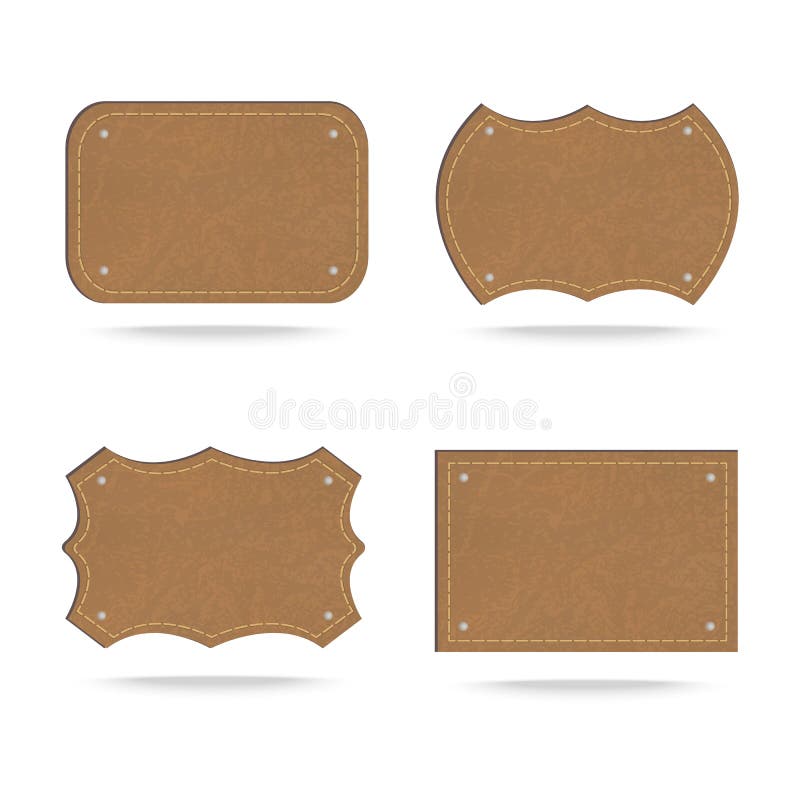 Set of leather tag on white background