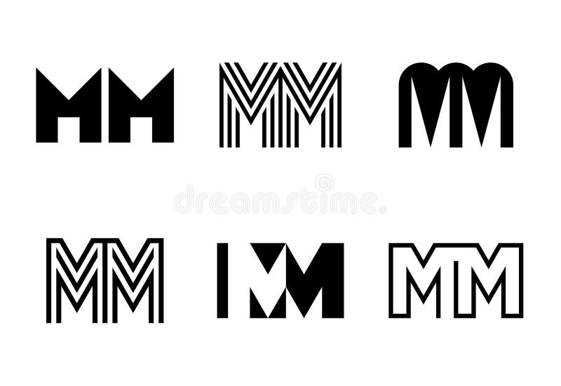 MM Monogram geometric shape style template. Monogram initial