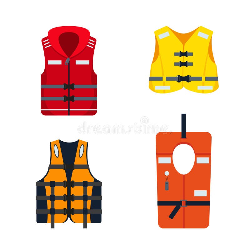 Life jackets in the sea stock vector. Illustration of risk - 104086503