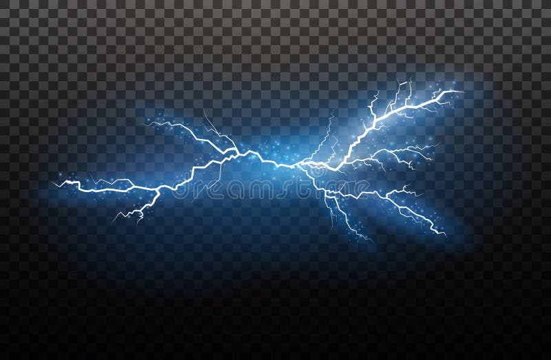 A set of lightning Magic and bright light effects. Vector illustration. Discharge electric current. Charge current