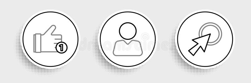 Set line Arrow cursor, Hand like and Add to friend icon. Vector vector illustration
