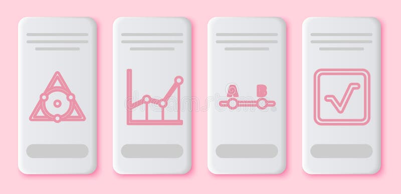 Set line Chalkboard, Sigma symbol, Test or exam sheet and Open book. White rectangle button. Vector vector illustration