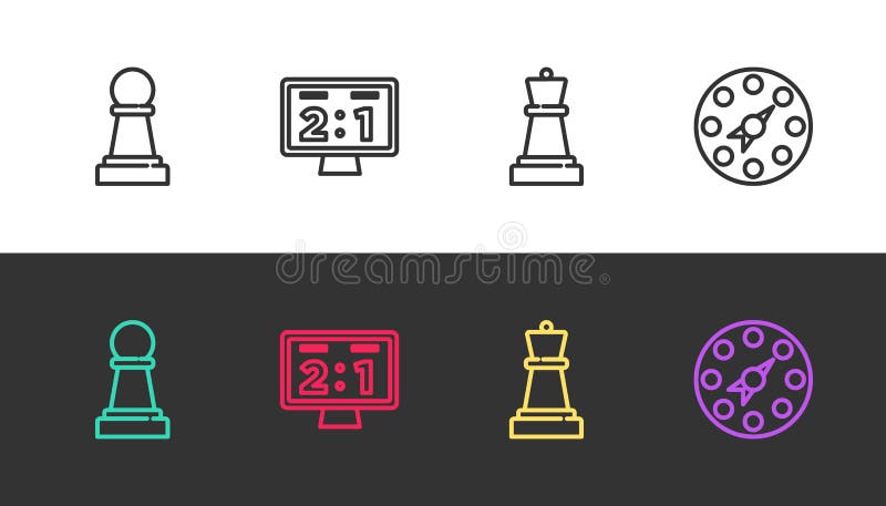 Set line chess sport mécanique scorboard et twister game en noir et blanc. vecteur illustration de vecteur