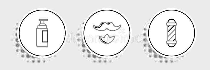 Set line Classic Barber Shop Pol Creme oder Loop Kosmetiktücher und Mustache und Bart Icon. Vector vektor abbildung