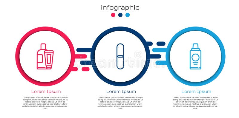 Set line Cream or lotion cosmetic tube, Nail file and Bottle of shampoo. Business infographic template. Vector stock illustration