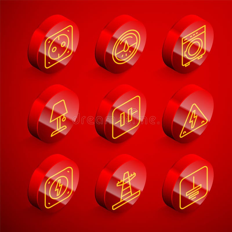 Set Line Electrical Outlet, Meter, Washer, Table Lamp, Electrolytic