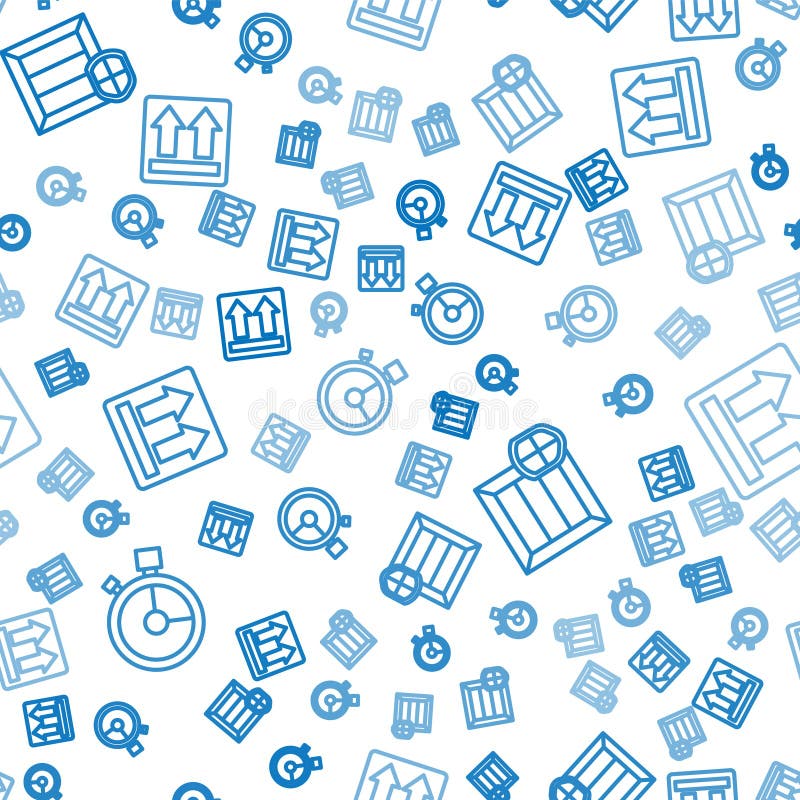 Set line Fast time delivery, Delivery pack security with shield and This side up on seamless pattern. Vector. Pack up time vectors