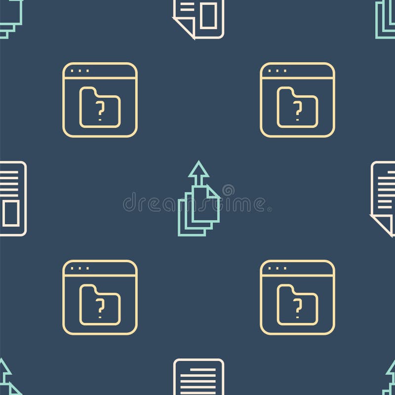 Set line File document, missing and Data export on seamless pattern. Vector royalty free illustration