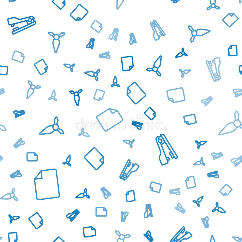 Set line File document, Stapler and Tie on seamless pattern. Vector royalty free illustration