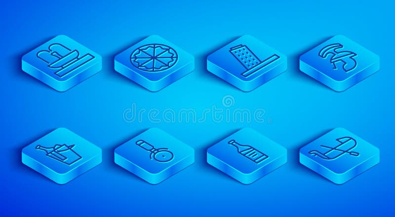 Illustration Of Pizza Tower In Blue Background Stock Photo