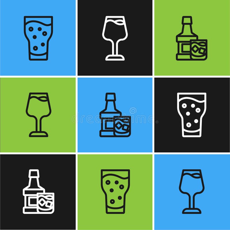 Set Line Glass With Water Fitness Shaker Cooking Pot And Smart Watch Color Circle Button Vector Stock Illustration Illustration Of Glass Food