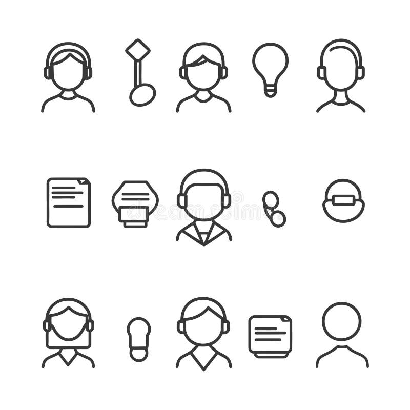 Collection of Customer Support Icons Vector Line Art Illustration vector illustration