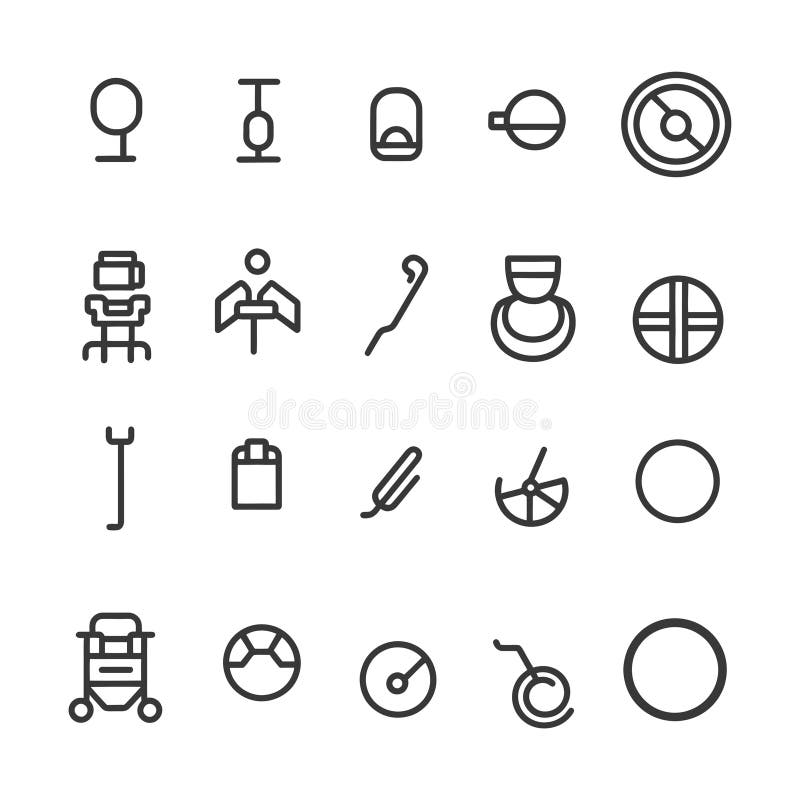 Collection of Simple Line Icons: Set of Round and Circular Symbols royalty free stock photos