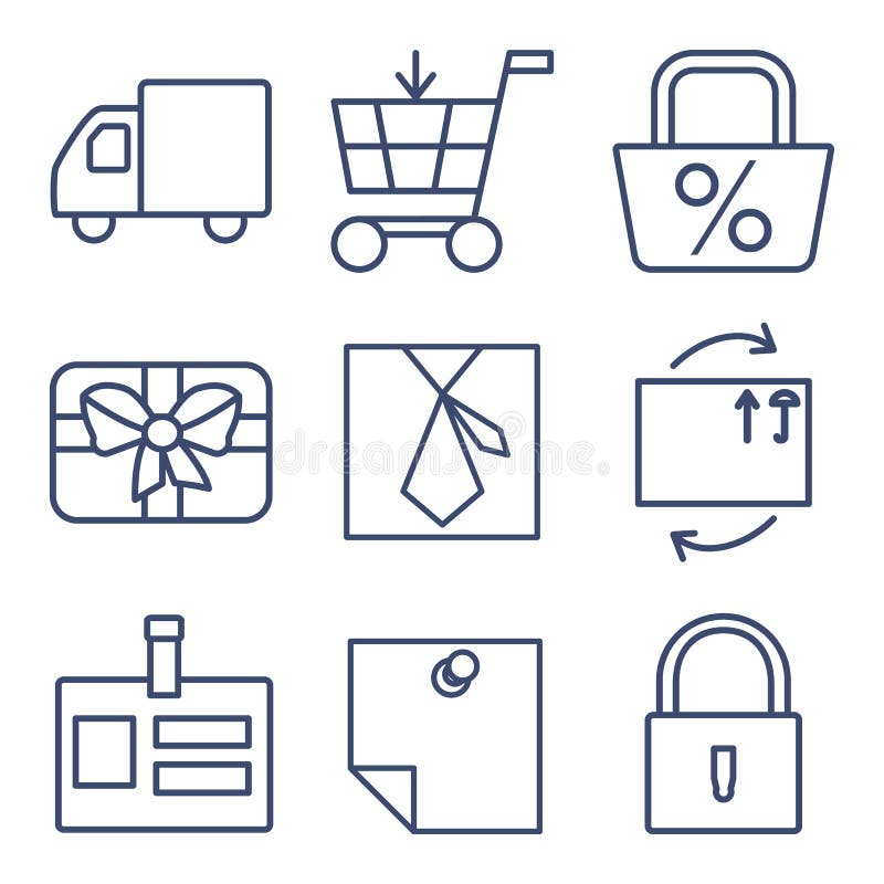 Set of line icons for shopping, e-commerce stock illustration Set of line icons for shopping, e-commerce stock illustration