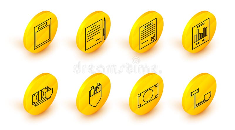 Set line Judge gavel with shield, Stacks paper money cash, Family insurance, Money, Document graph chart, Confirmed stock illustration