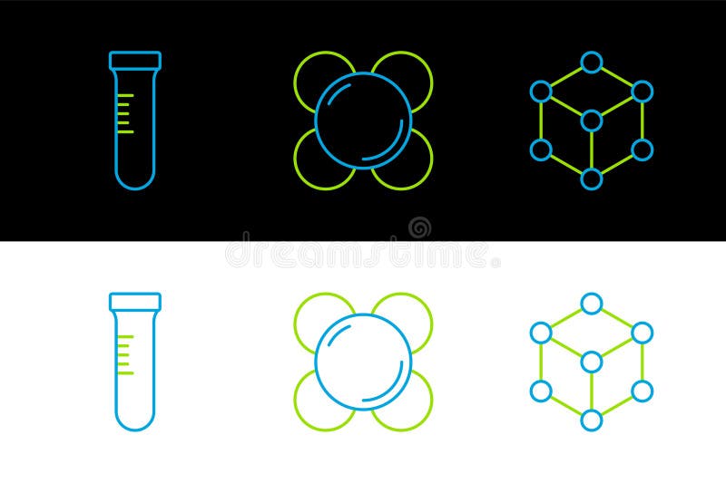 Set line Molecule, Test tube and icon. Vector vector illustration
