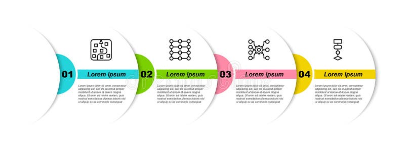 Set line Neural network, and Algorithm. Business infographic template. Vector vector illustration