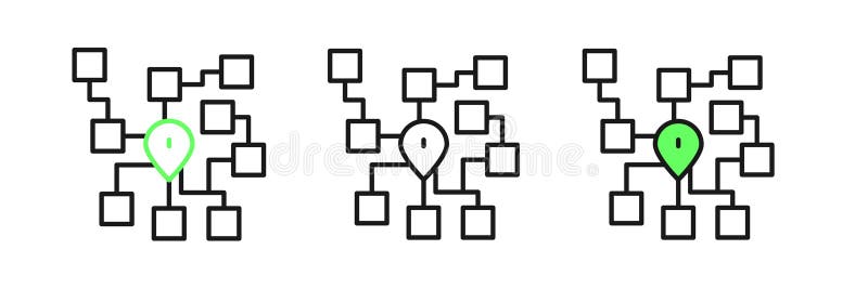 Set line Neural network icon isolated on white background. Artificial intelligence AI. Vector royalty free illustration