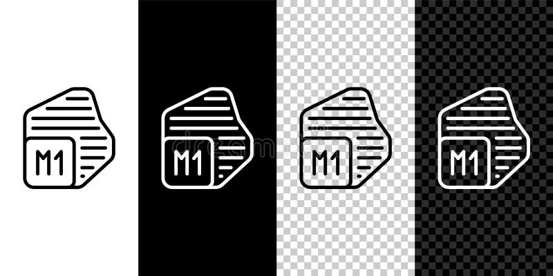 Set line Processor icon isolated on black and white, transparent background. CPU, central processing unit, microchip stock illustration