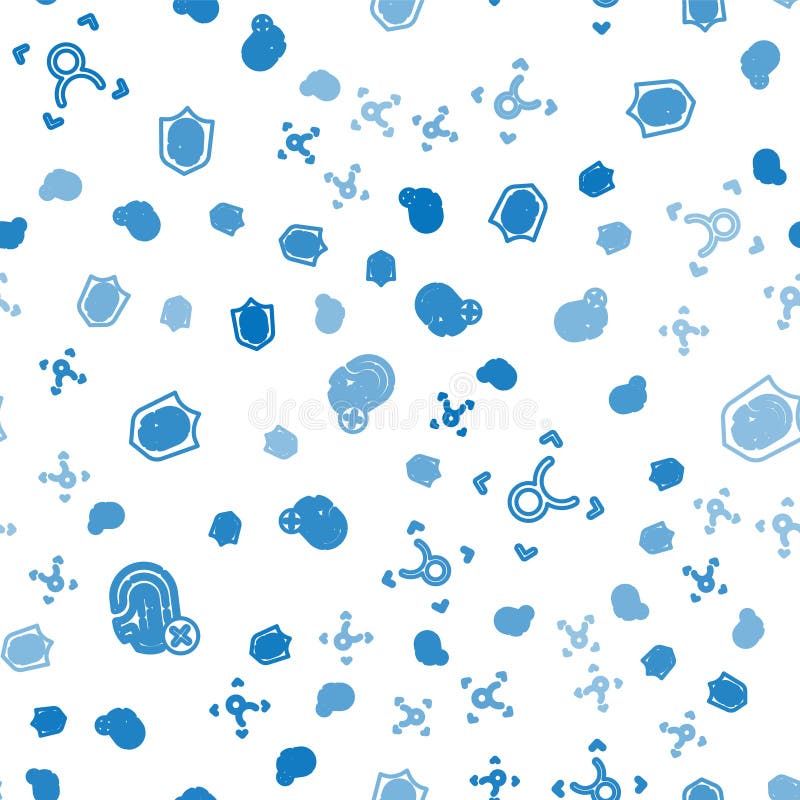 Set line Rejection fingerprint, Face recognition and Fingerprint shield on seamless pattern. Vector royalty free illustration