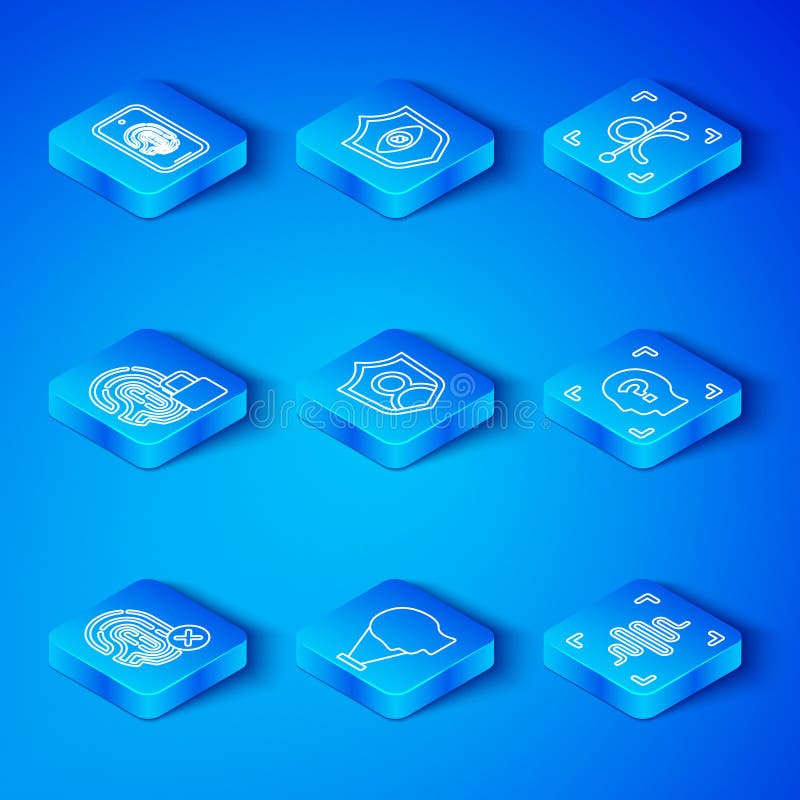 Set line Rejection fingerprint, User protection, Face recognition, Fingerprint with lock, Mobile scan and Voice icon stock illustration