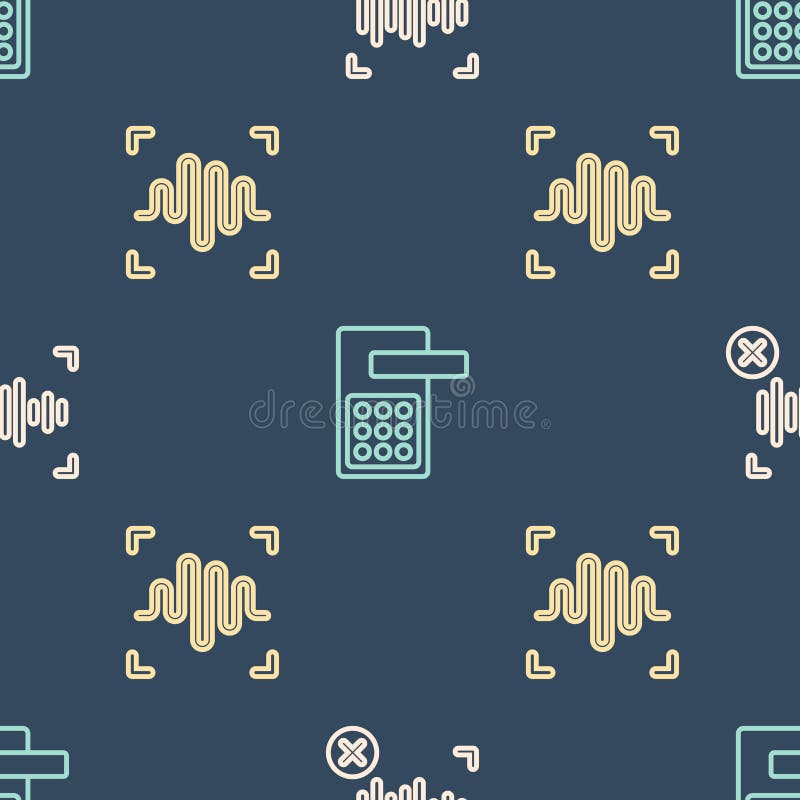 Set line Rejection voice recognition, Voice and Digital door lock on seamless pattern. Vector vector illustration