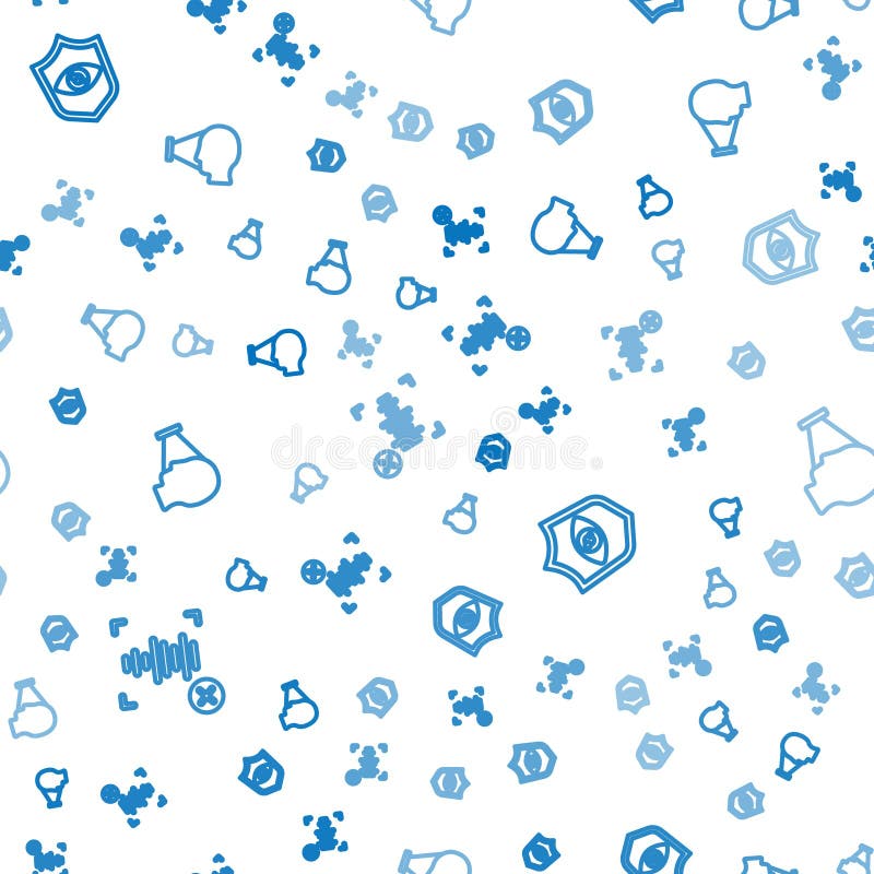 Set line Rejection voice recognition, Shield eye scan and Face on seamless pattern. Vector vector illustration