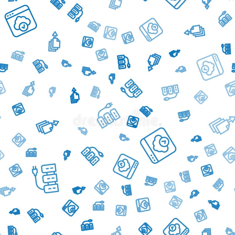 Set line Server, Cloud technology data transfer and Data export on seamless pattern. Vector royalty free illustration